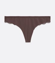New Look Nude Mocha Lace Back Seamless Thong